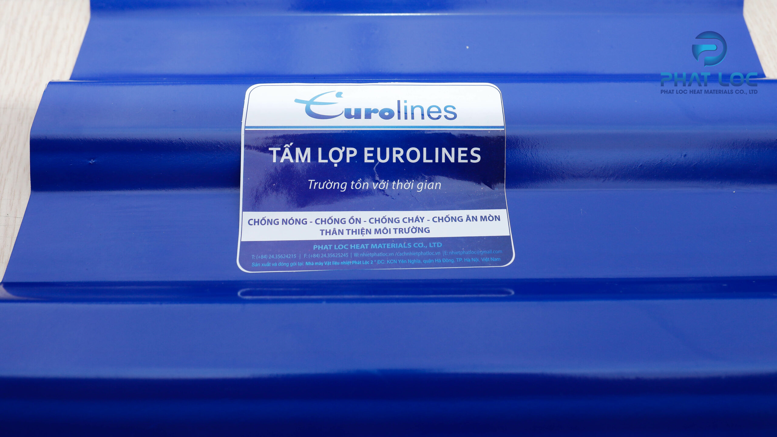 Tôn Nhựa 5 Sóng Vuông - PVC/ASA Eurolines 1 Tấm lợp nhựa màu xanh dương